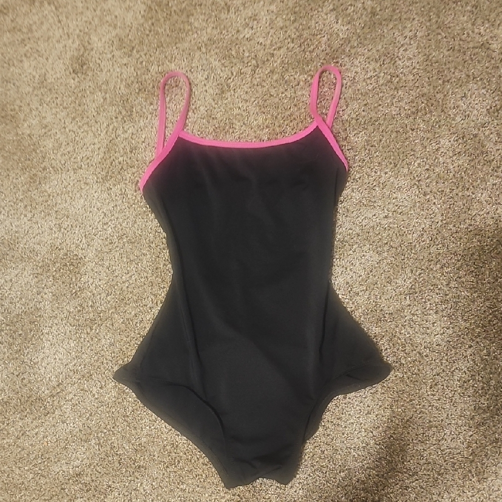 Natalie Dancewear Black Leotard with Pink Accents